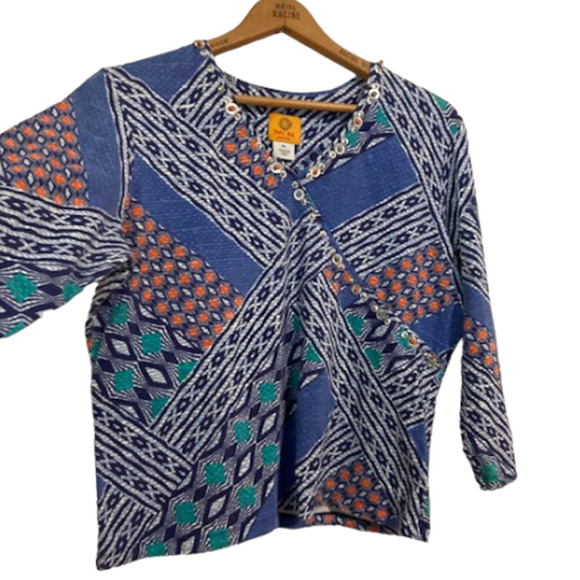 Azure Blue EMBELLISHED Blouse - Ruby Rd. Petite - Picture 2 of 9